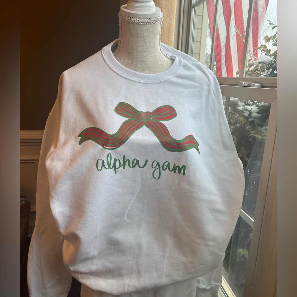 NWT Alpha Gam Bow Sweatshirt